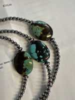 Load image into Gallery viewer, 15-Inch Sterling Silver Pearl Necklace with Turquoise – One-of-a-Kind
