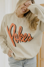 Load image into Gallery viewer, LivyLu~ Osu Oklahoma State Cowboys Barbie Sand Thrifted Sweatshirt           *Licensed
