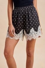 Load image into Gallery viewer, Polka Dot Lace Trim Shorts
