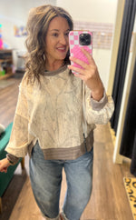 Load image into Gallery viewer, Taupe “real tree” Asymmetrical Hem Top
