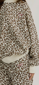 LE LIS • Long Sleeve Leopard Print Sweatshirt & Sweatpant Set