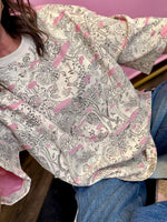 Load image into Gallery viewer, Distressed Paisley print Jeweled Relaxed Tee
