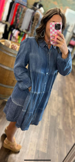 Load image into Gallery viewer, Chambray Babydoll Dress
