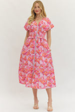 Load image into Gallery viewer, Entro Pink Floral W/Zipper Detail
