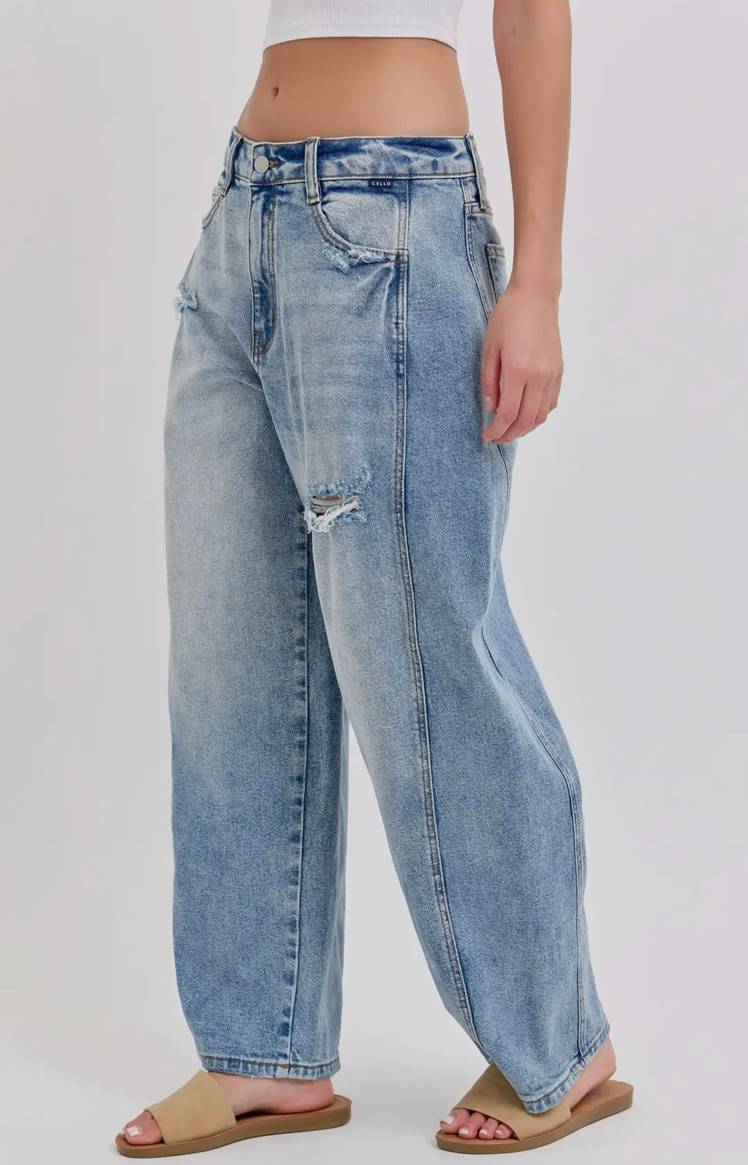 Cello Mid Waisted Barrel Denim