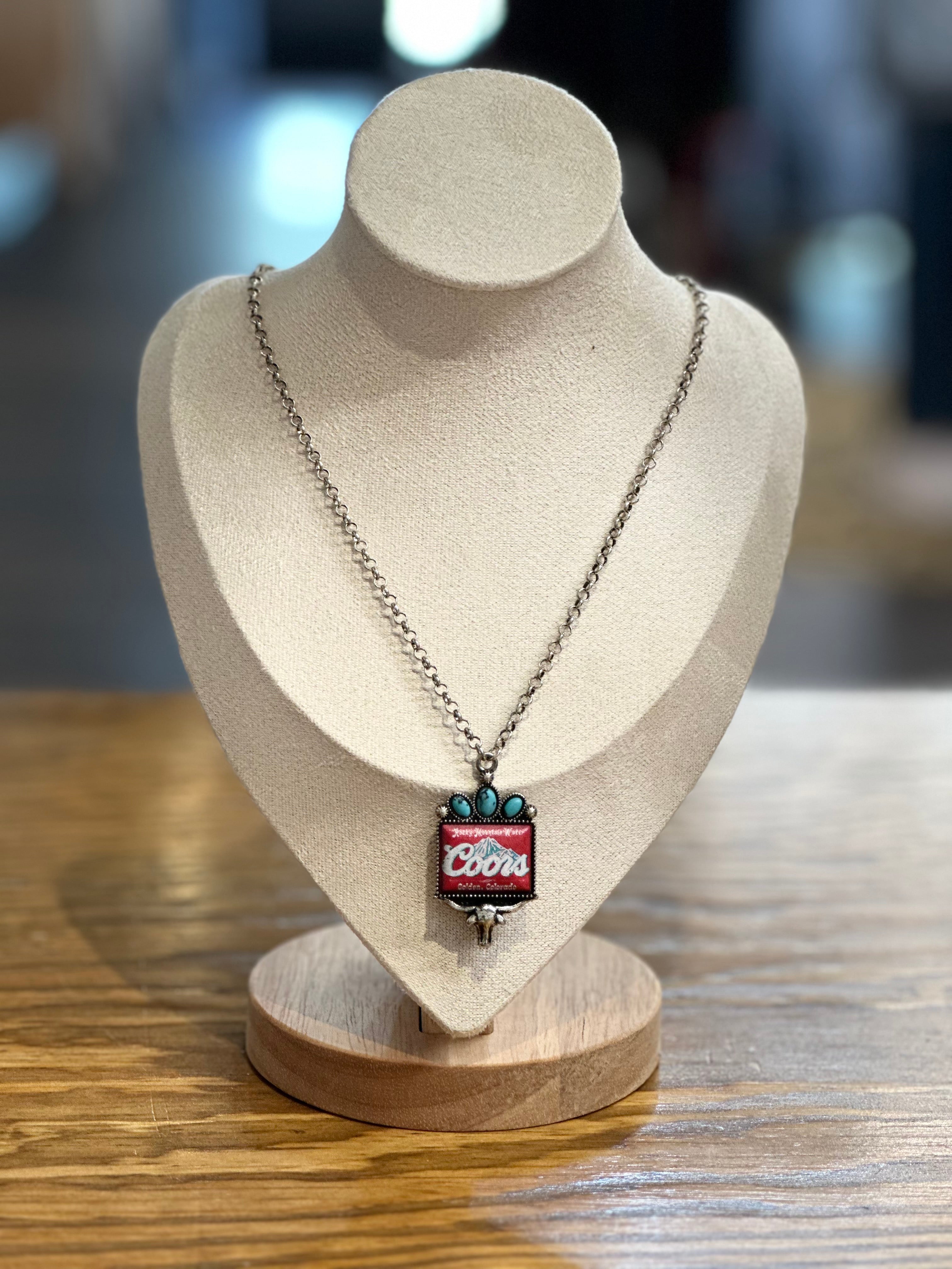 Western Longhorn Coors Pendant Necklace
