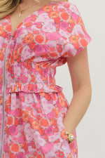 Load image into Gallery viewer, Entro Pink Floral W/Zipper Detail
