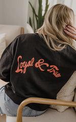 Load image into Gallery viewer, LivyLu ~ Osu Cowboys Lyric Puff Ink Black Hi-Dive Sweatshirt *Licensed
