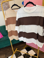 Load image into Gallery viewer, Fall Oversized Striped Boxy Tee
