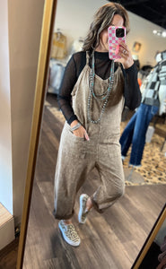 Brown Acid Washed Jumpsuit