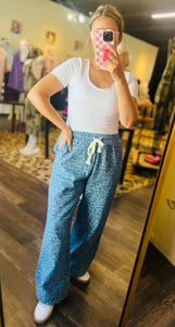 Washed Leopard Curved Side Pants