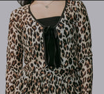 Load image into Gallery viewer, Merigold Kiss Leopard Front Tie Mesh Blouse
