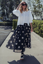Load image into Gallery viewer, Polka Dot Pleated Midi Skirt
