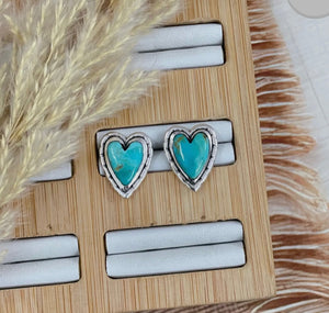 Sterling Silver Sweetheart Stone Ear Rings