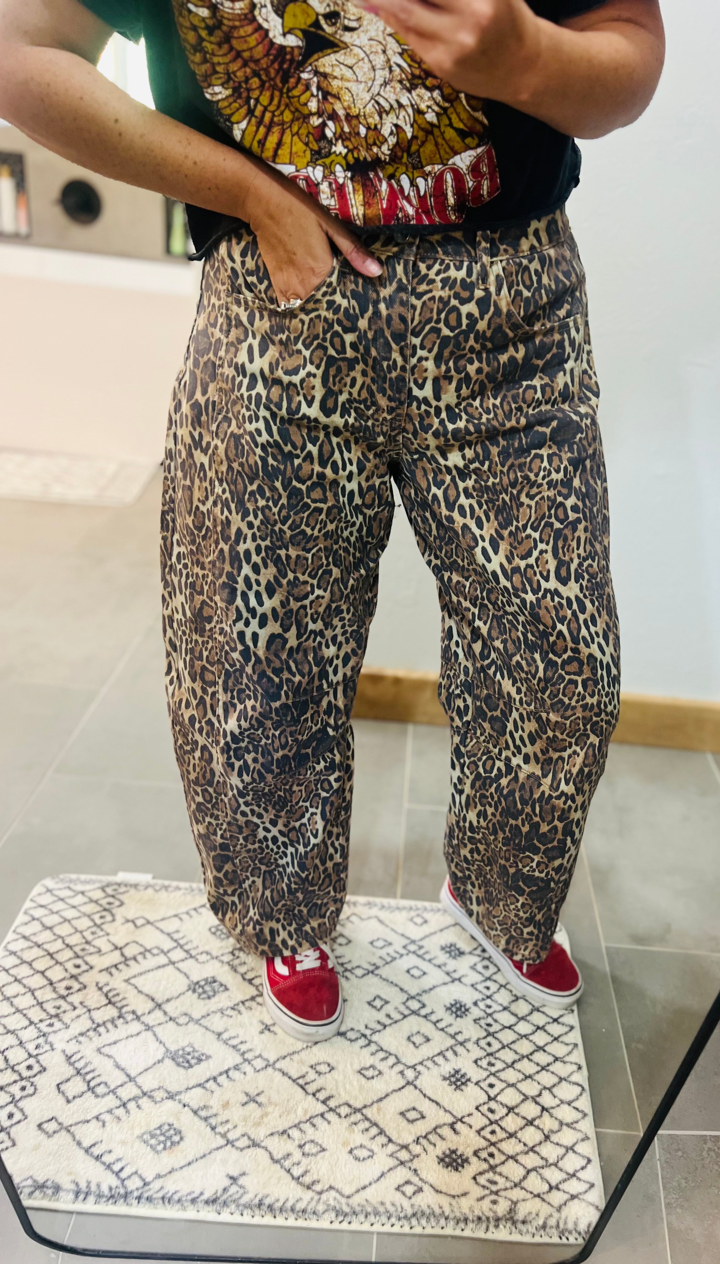 Cello Leopard Barrel Jeans