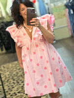 Load image into Gallery viewer, Polka Dot Babydoll Empire Waist Ruffle Mini Dress
