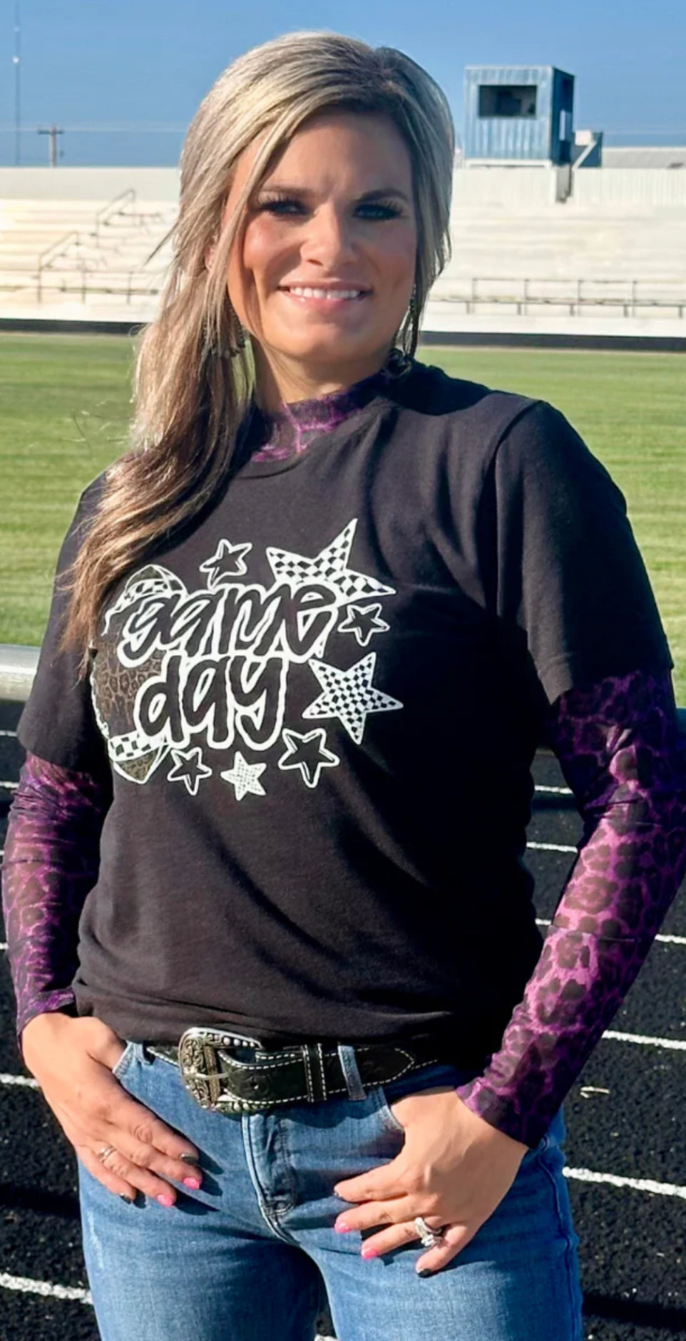 STERLING KREEK SIDELINE SPIRIT PURPLE MESH TOP