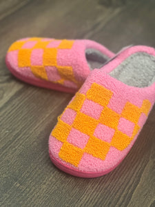 Pink  Checked Slippers
