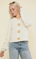 Load image into Gallery viewer, Very J Floral Button Crop Length Knit
Sweater Cardigan
