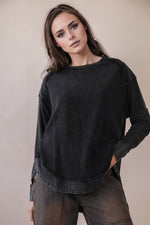 Load image into Gallery viewer, Mineral Washed Elbow Patch Contrast Knit Top

