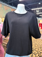 Load image into Gallery viewer, Vine &amp; Love ~ Vintage-Inspired Cut Edge Knit Top ~ Black
