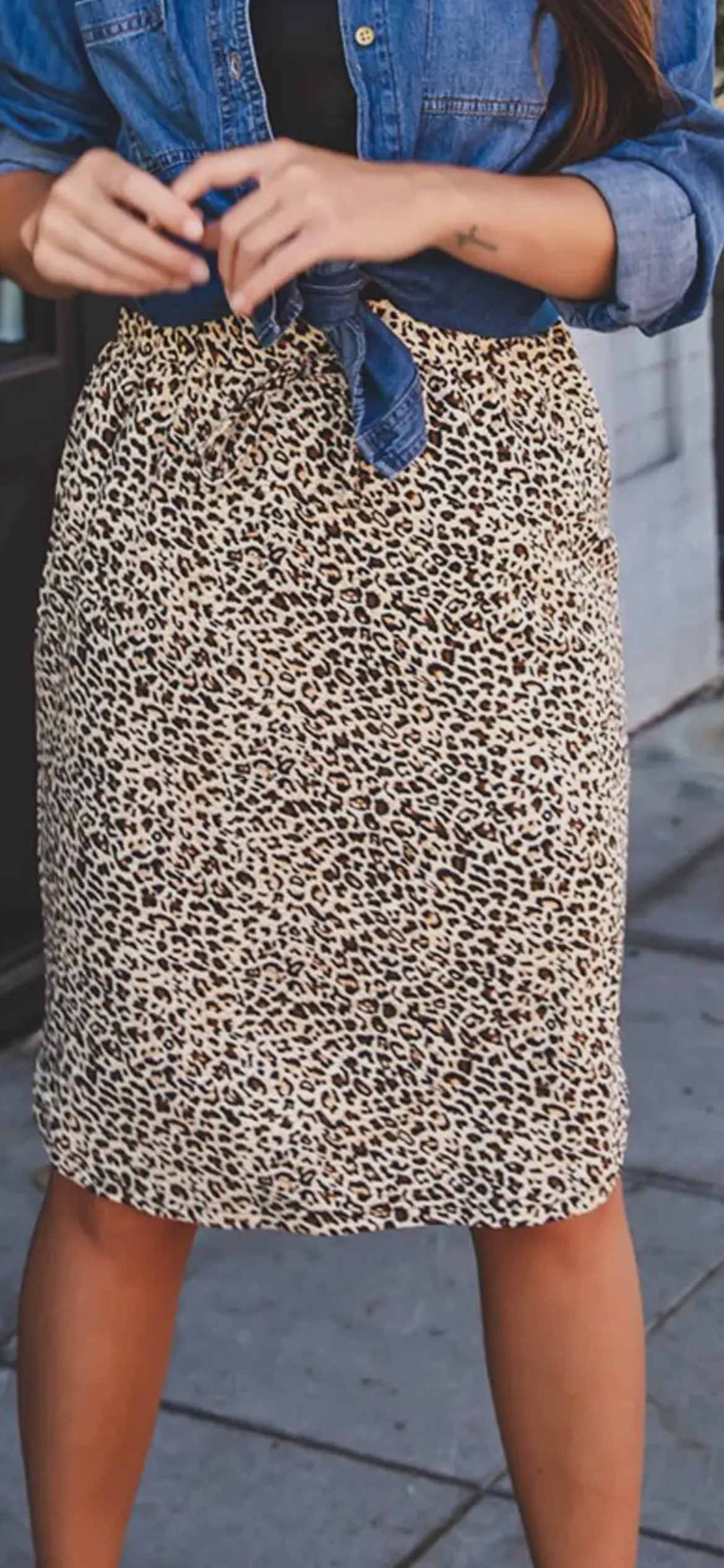 Tickled Teal Knee Length Cheetah Skirt