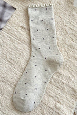 Load image into Gallery viewer, Ruffle Trim Polka Dot Knit Slouchy Socks
