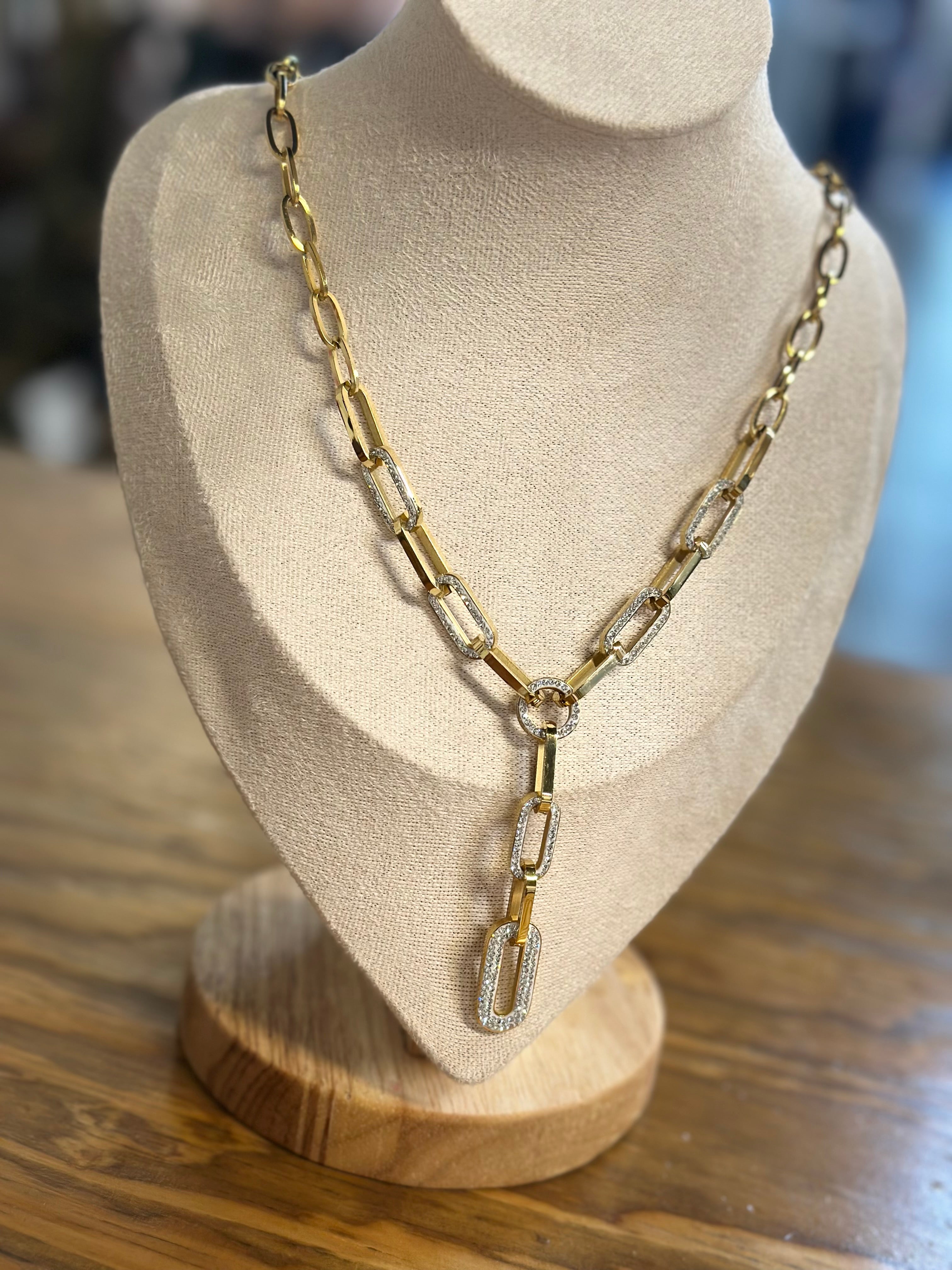 Paperclip Lariat Drop Necklace