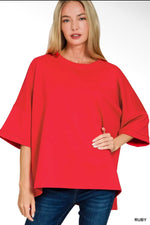 Load image into Gallery viewer, Zenana ~ Scuba Scuba Round Neck Top with Side Slits
