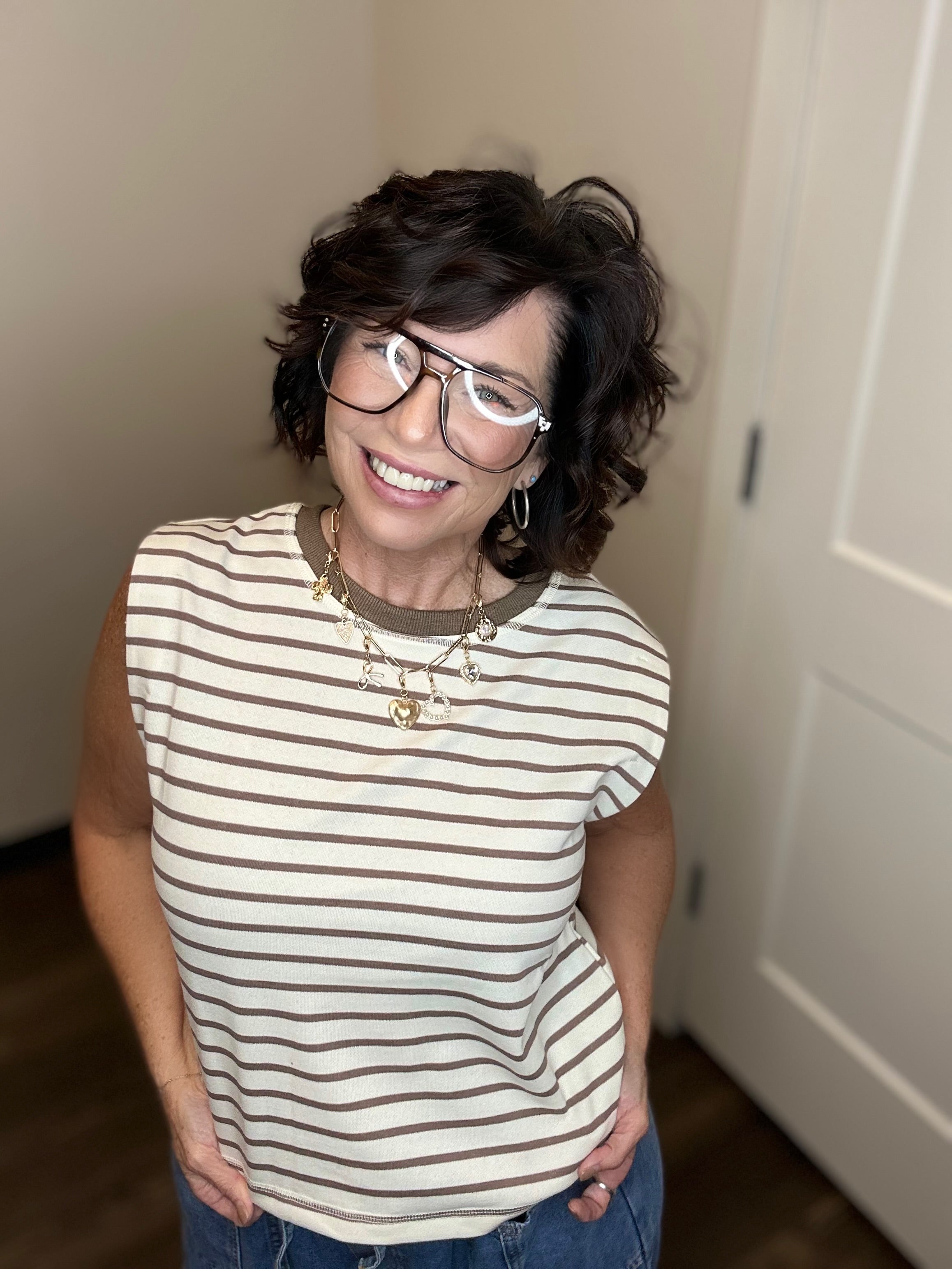 Striped  Sleeveless Top