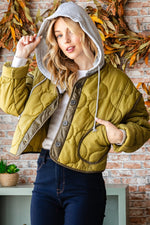 Load image into Gallery viewer, Quilted Crop Jacket w/Detachable Hood
