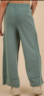 Load image into Gallery viewer, New In Acid Washed Sage Comfy Casual Long Pants
