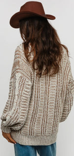 Load image into Gallery viewer, Kori America~ Two Tone Cable Chunkysweater Cardigan
