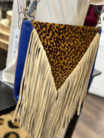 Load image into Gallery viewer, Secily Fringe Leather and Hair on Hide Crossbody Purse
