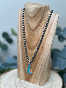 Navejo Pearl Turquoise Letter Necklace