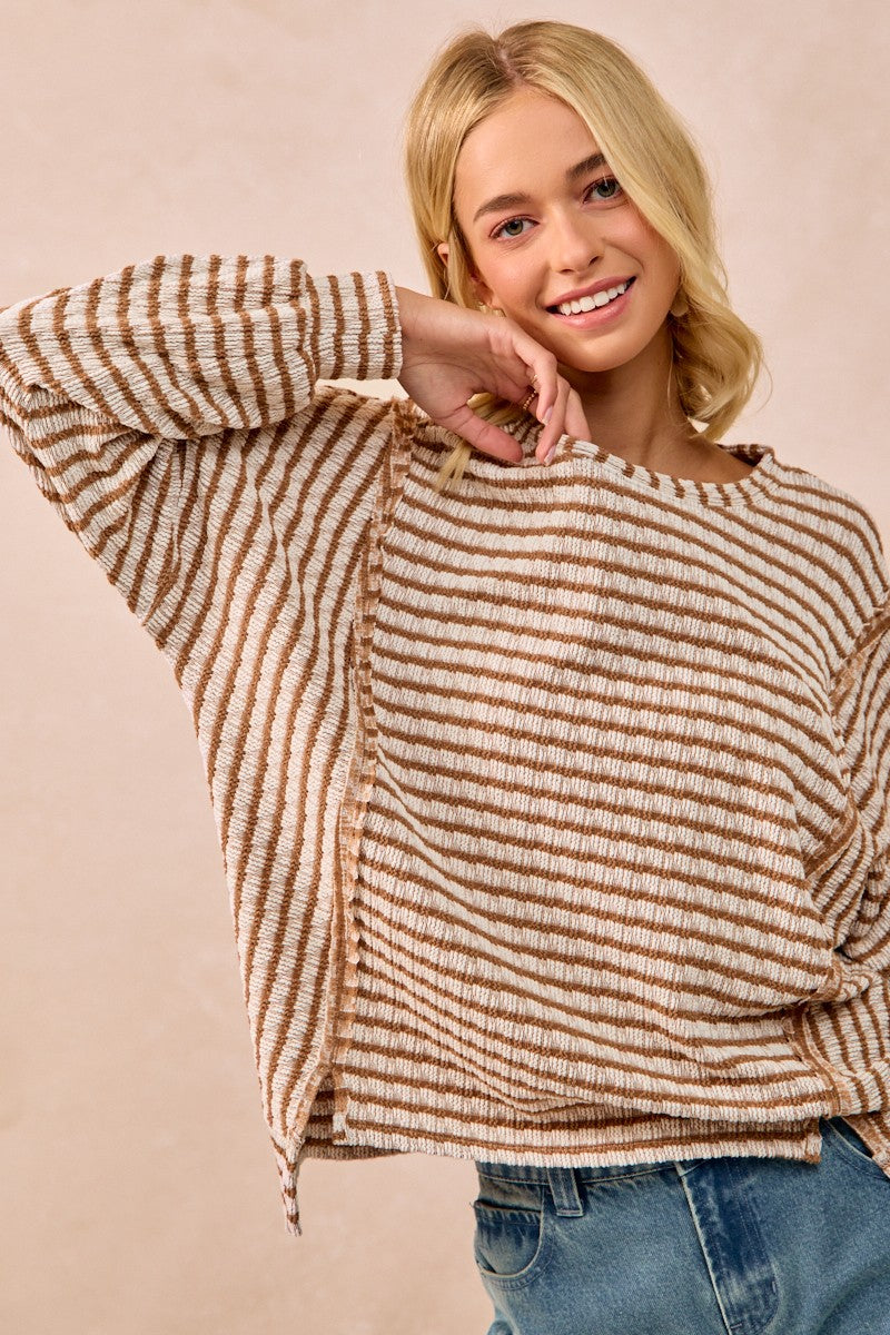 Bibi Texture Stripe Knit Top