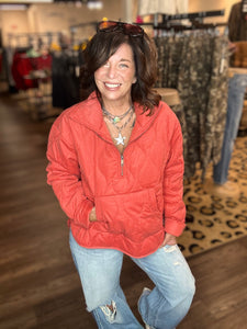 Hyfve Red Quilted Zipper Pullover
