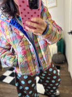 Load image into Gallery viewer, Vintage Rainbow Plaid Quilted Jacket
