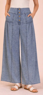 Load image into Gallery viewer, NEW IN ~ Mineral Washed Chambray Wide Leg Pants
