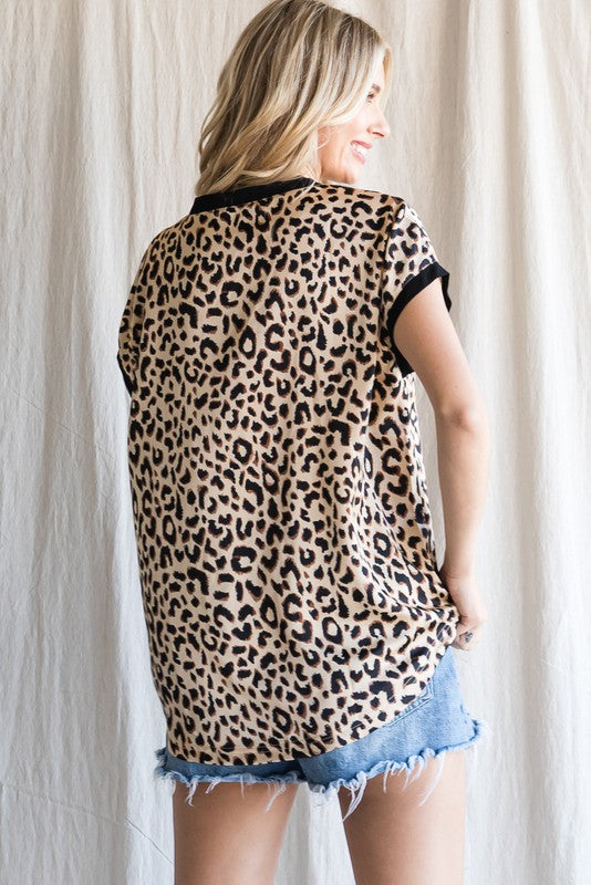 Leopard Print V-neck Top