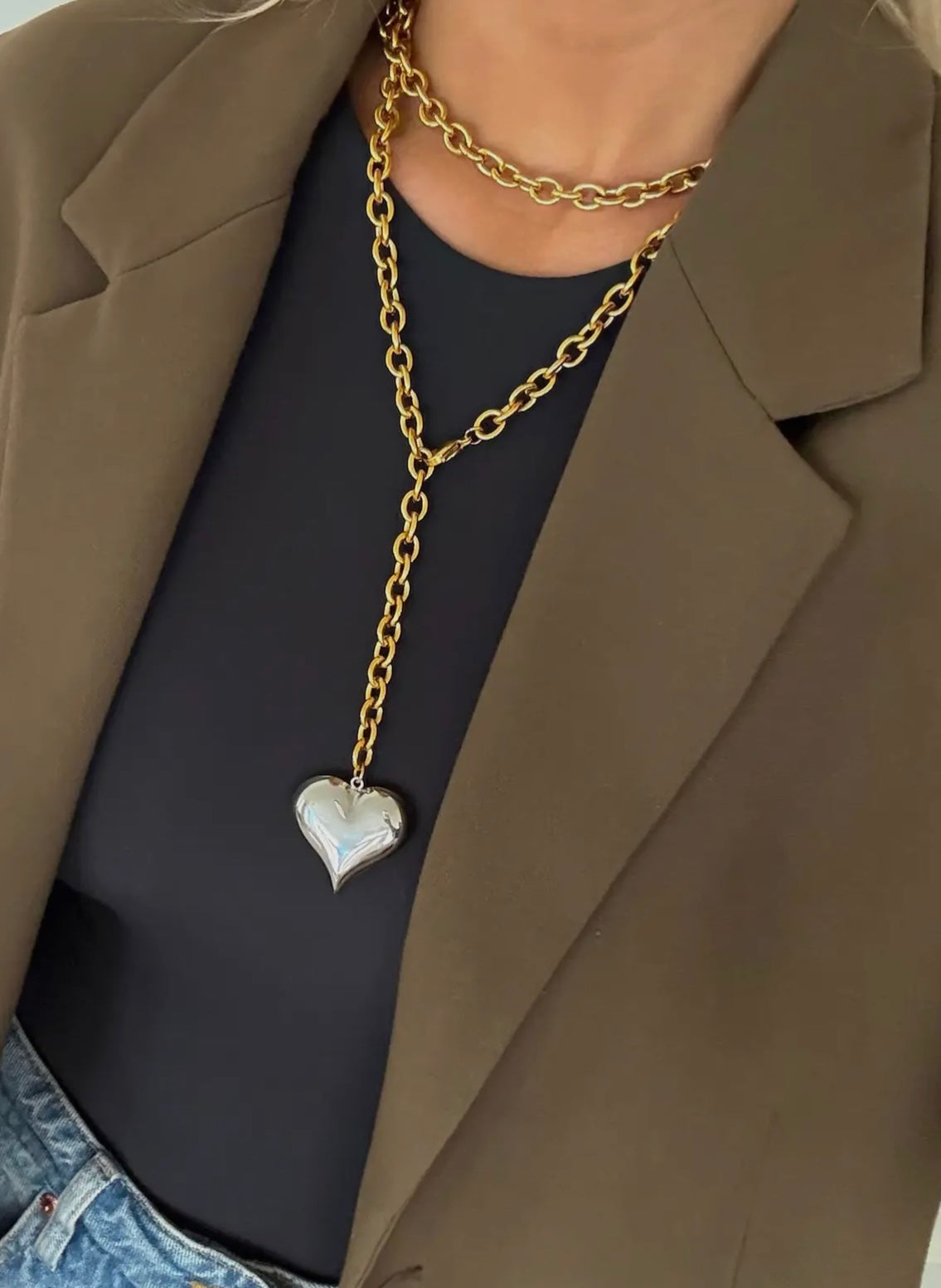 Two Tone Heart Necklace