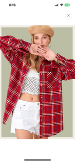 Load image into Gallery viewer, LaMiel Red Mineral Washed Plaid Shirt
