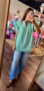 Load image into Gallery viewer, S&amp;S Striped Ruffle Sleeve Babydoll Top (Runs a little big)
