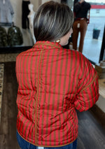 Load image into Gallery viewer, Red and Brown Striped Quilted Jacket
