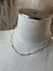 Silver Paper Clip Chain 18 inch