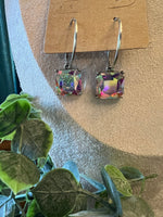 Load image into Gallery viewer, Silver Hoop Geo Shape Crystal Earrings
