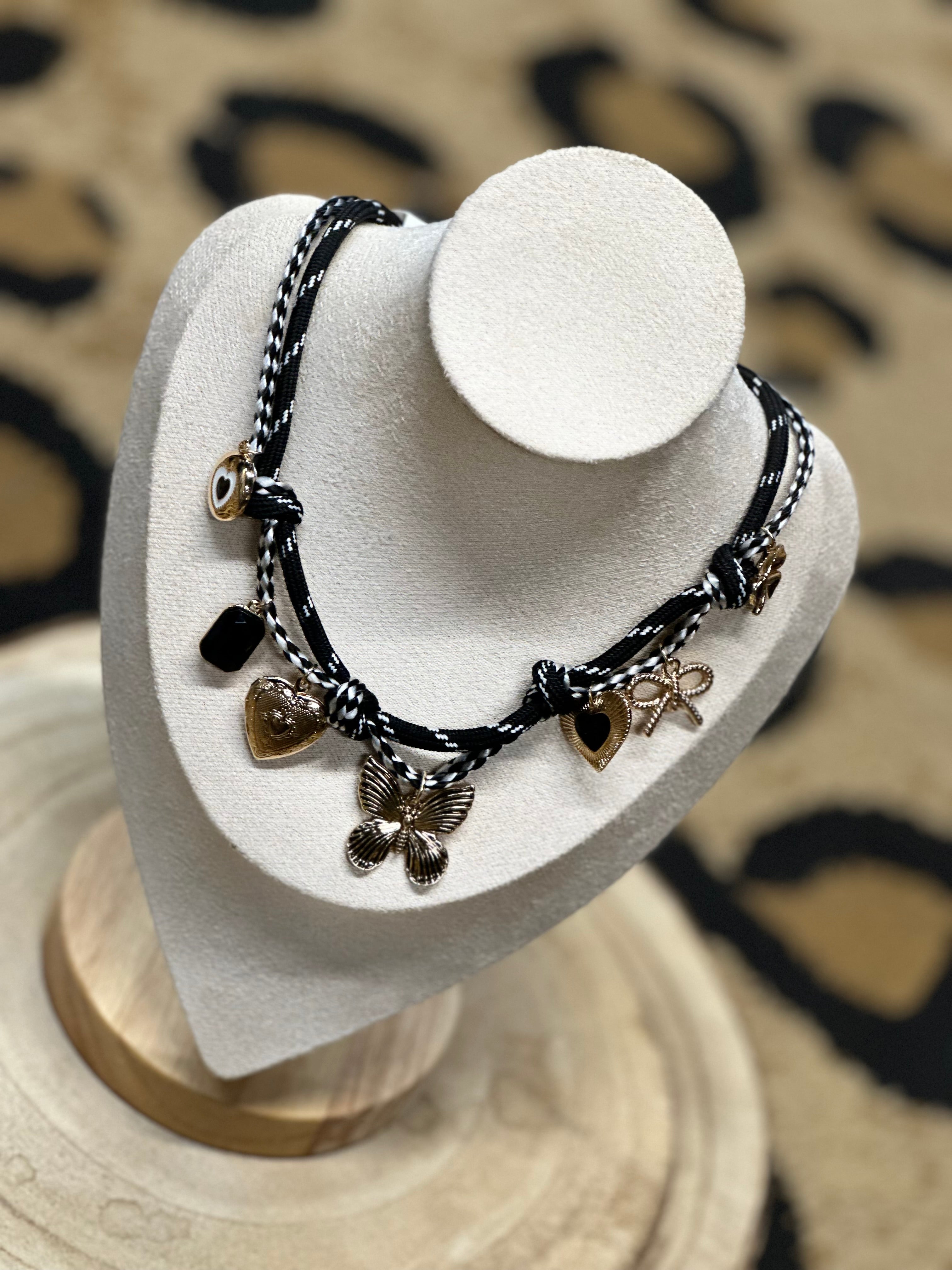 Double Cord Charm Necklace