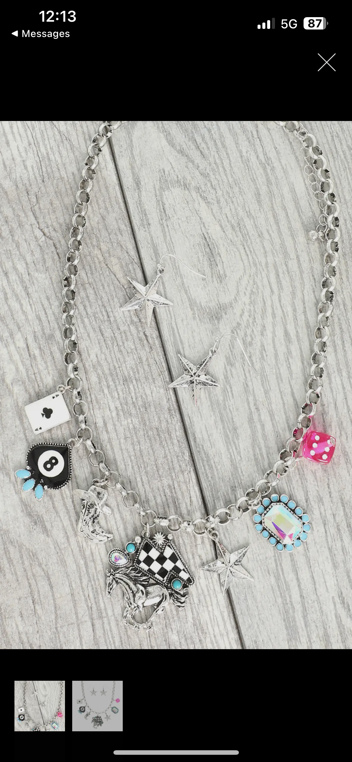 Western Theme Jeweled Multi Charm Necklace Set (Star)