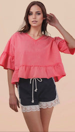 Load image into Gallery viewer, Very J Mineral Wash Ruffle Sleeve
