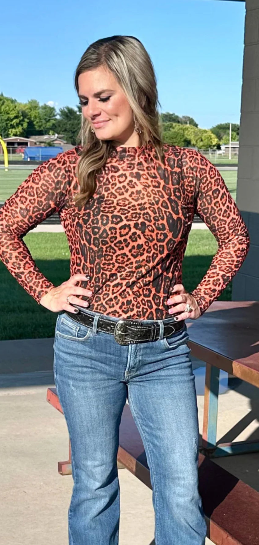 STERLING KREEK SIDELINE SPIRIT ORANGE MESH TOP